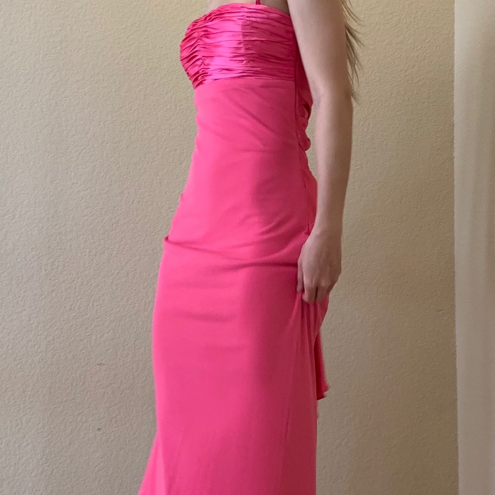Floor Length Open-Back Pink Evening Dress